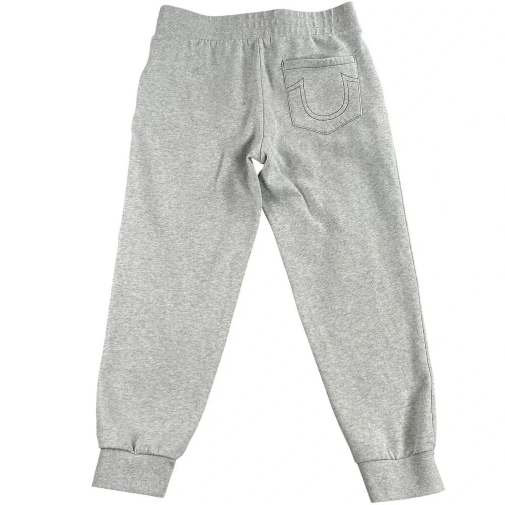 True Religion Horseshoe Logo Fleece Joggers L Gray Men Streetwear Sweatpants Y2K